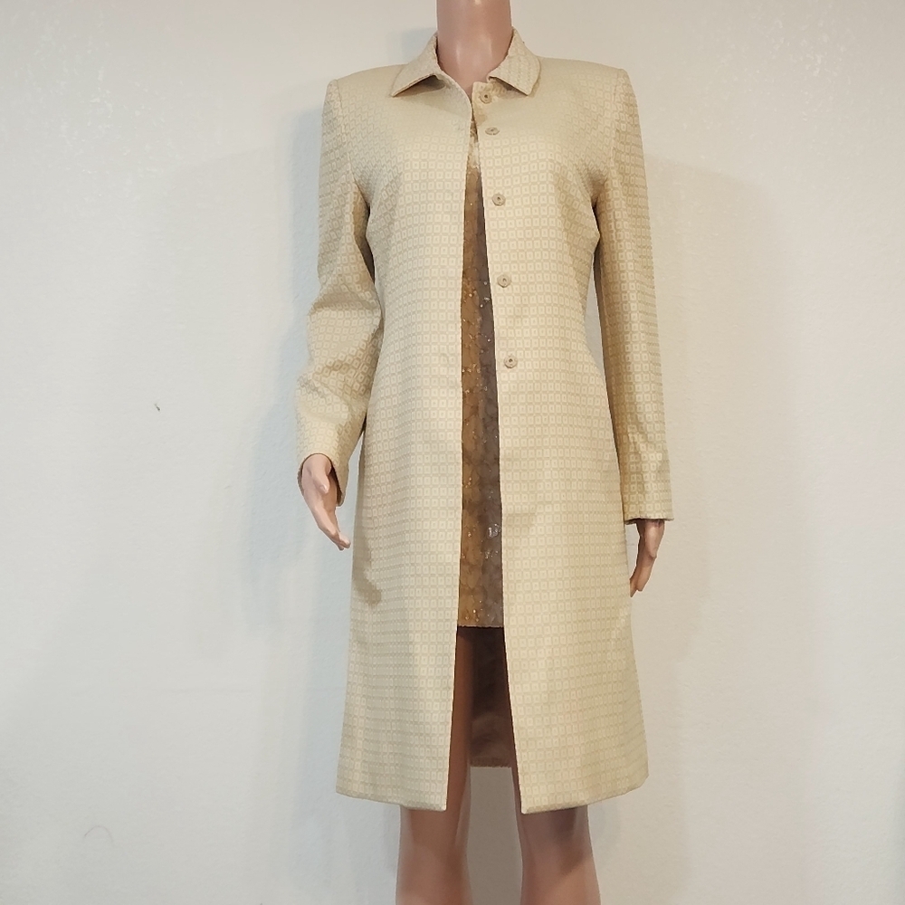 TAHARI by Arthur S. Levine Creamy Dreamy Vintage Style Trench Duster Coat Sz 8